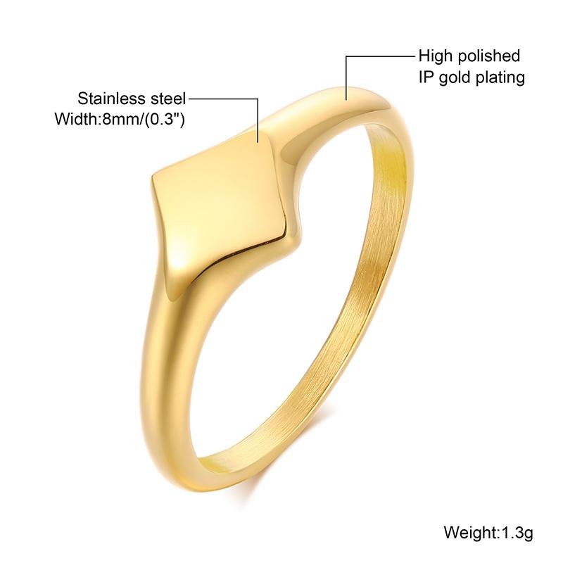 Xiaomi Vnox Custom Engrave Signet Rings for Women, Chic Geometric Female Finger Bands Accessory, Anti Allergy Stainless Steel Jewelry