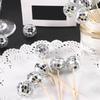 24 Pieces Reflective Sphere Cake Toppers for Party Decoration Decorative Cupcake Inserts Accessories Cake Ornament