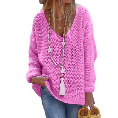 Autumn and Winter Women's Sweater Knitwear V-Neck Long Sleeve Knit Tops Sweaters