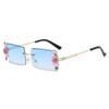 Rectangular Small Frame Diamond-inlaid Sunglasses Women's Small Face Round Face Sun Protection Sunglasses Trendy