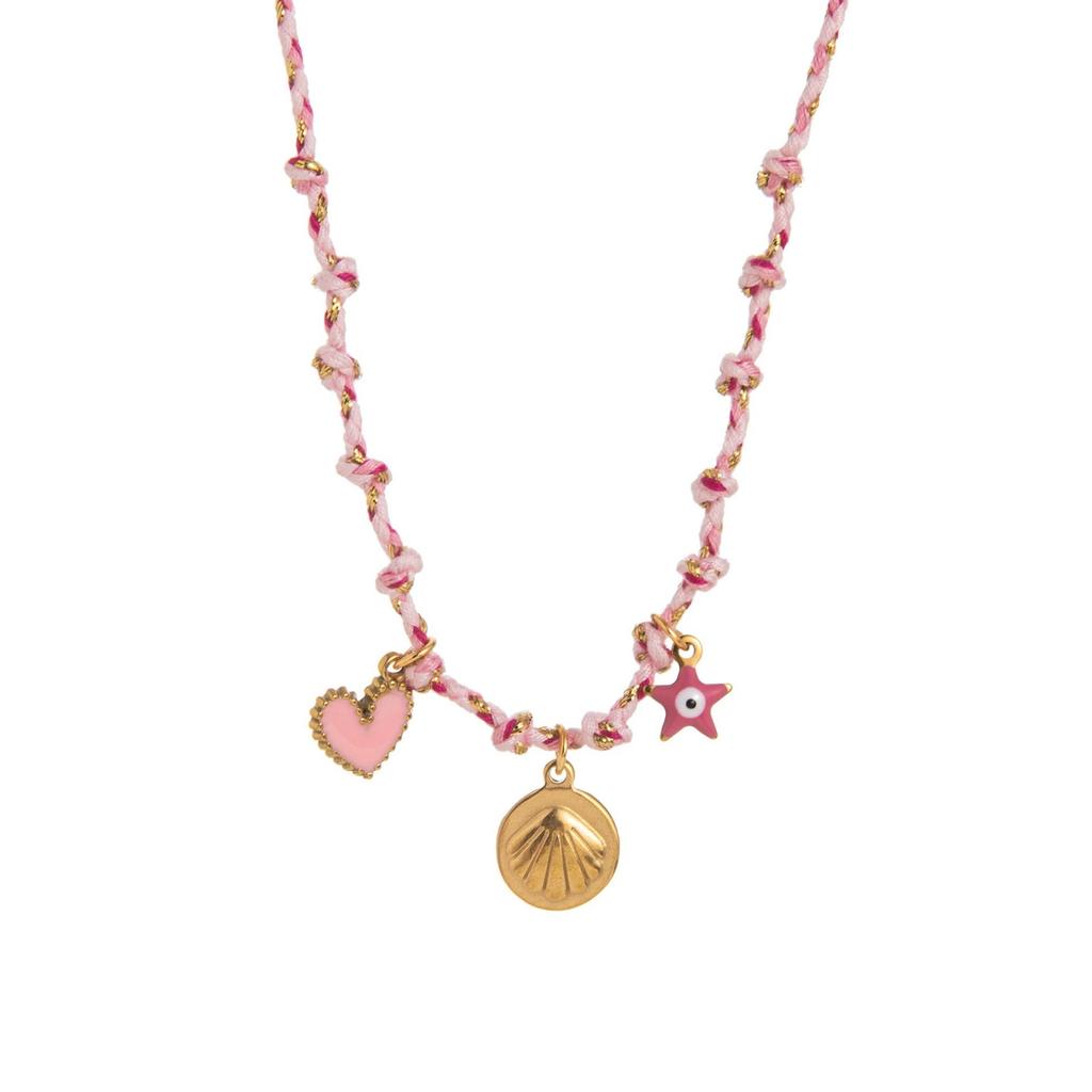 Flower Ocean Shell Sun Pendant Necklace Braided Cord 304 Stainless Steel Women's Stylish Gift Jewelry 40cm(15.7") + 5cm(2") long