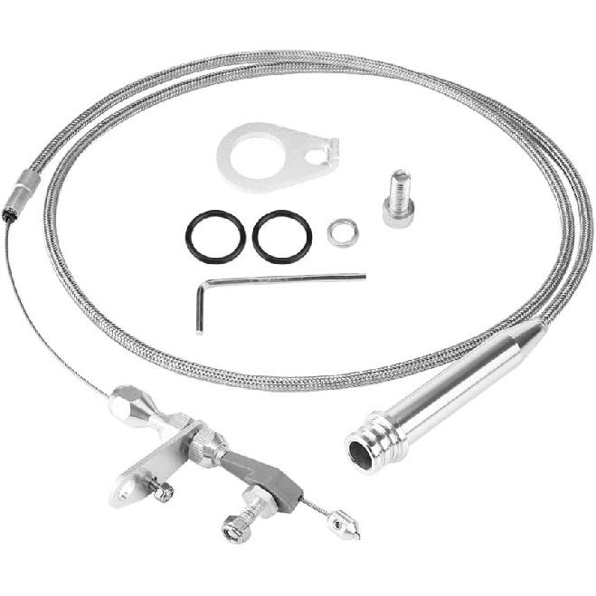 700R4 Kickdown Cable, Braided Transmission Kickdown Cable Detent with Mounting Fittings