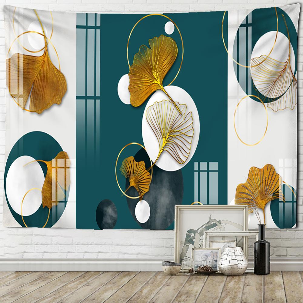 Simple Marble Line Ginkgo Leaf Tapestry Wall Hanging Bohemian Psychedelic Bedroom Living Room Home Decor