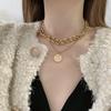 Retro Portrait Exaggerated Double-layer Personality Short Collarbone Thick Chain Necklace