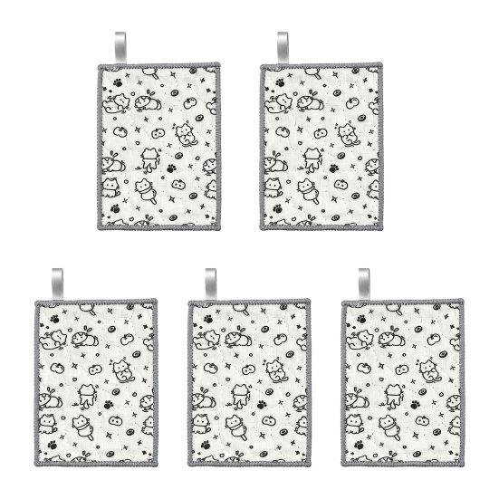 huaqianguhh 5Pcs Cleaning Rags, Double-Sided Cartoon Cotton Gauze Steel Wire Scrubber for Kitchen Oil Stains, Non-Scratch Dish Clothes Pots Pans