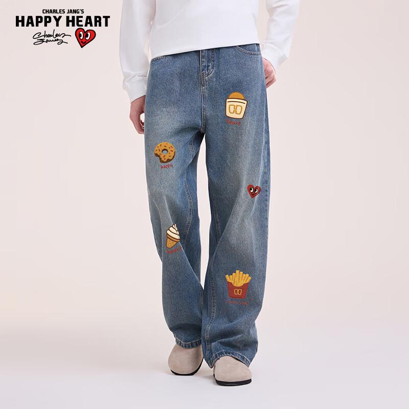 Свободные джинсы Charles Heart в стиле ретро с граффити L