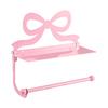 Pink Bows Shape Metal Tissue Paper Rack Wall Mounted Toilet Paper Holder Rustproof Paper Stand For Bathroom Decoration