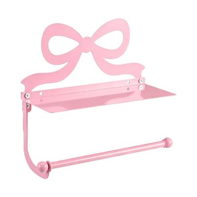 Rosa Schleifenform Metall Taschentuchhalter Wandmontierter Toilettenpapierhalter Rostfreier Papierständer Für Badezimmerdekoration