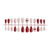 24 Pcs Heart Acrylic Nail with Rhinestones Valentines Day False Nail French Tip Stick on Nail 3D Bows Press On Nail