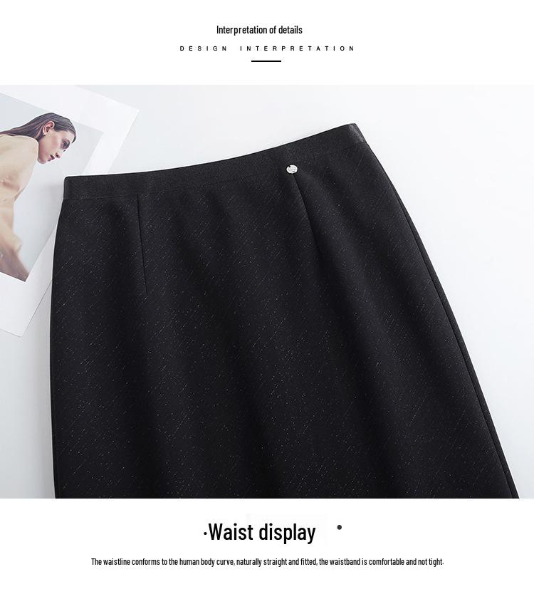 2026 Spring/Summer Elegant High-Waisted Bodycon Midi Skirt with Slit