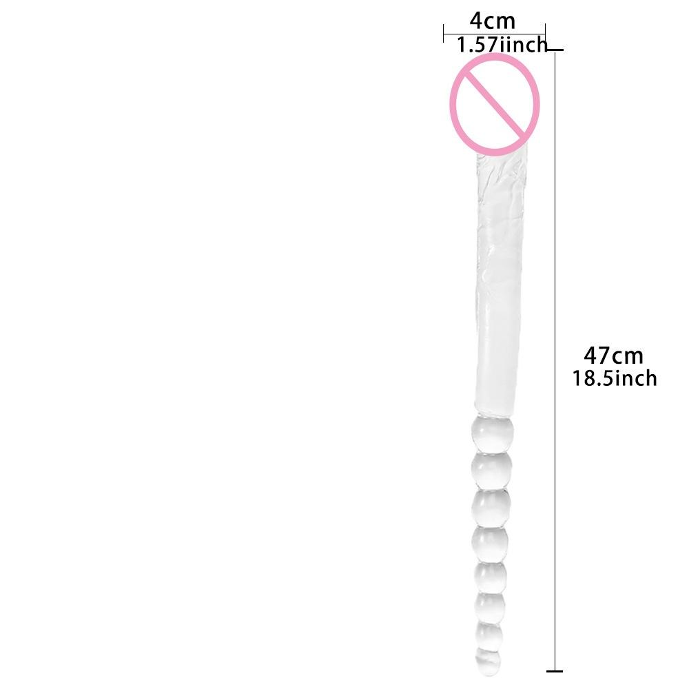 Anal Beads & Penis - Shaped, 47cm Long Double - Ended Realistic Dildo, Suitable for Female Masturbation and Lesbian Erotic Use