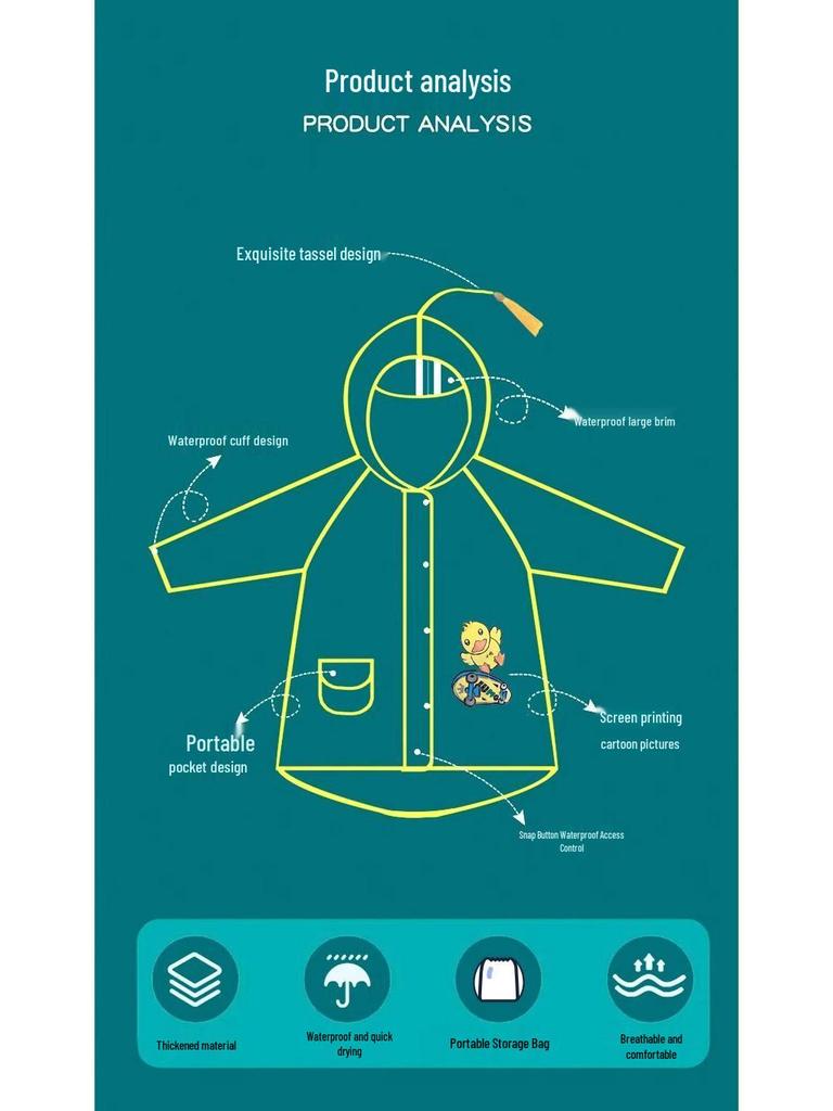 Kids' Cute Cartoon Waterproof Full Body Raincoat