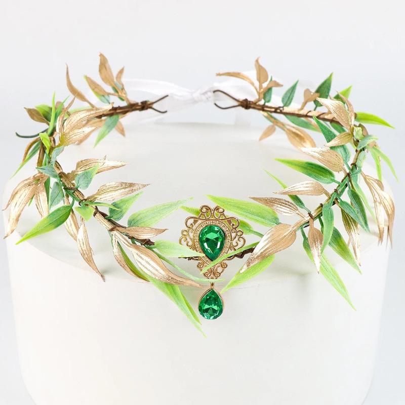 Simulate Tree Leaves Fairy Headband Handmade Elf Princess Headpiece Forest Wedding Flower Crown For Women Girls