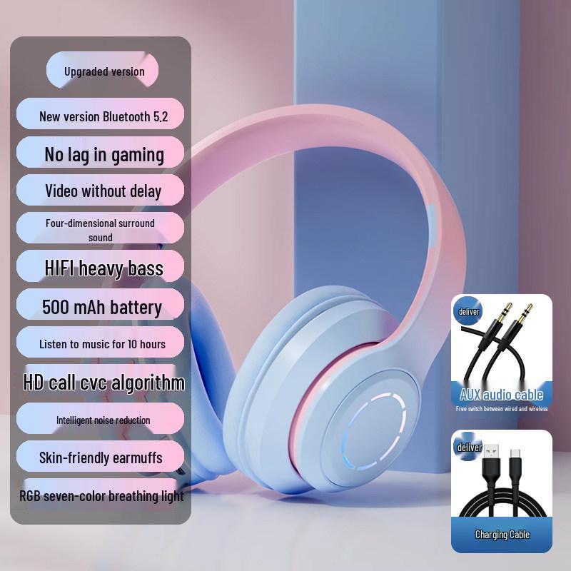 Wireless Over-Ear Bluetooth Headphones with Large Earcups, Noise-Canceling for Music, Sports, and Laptop Use