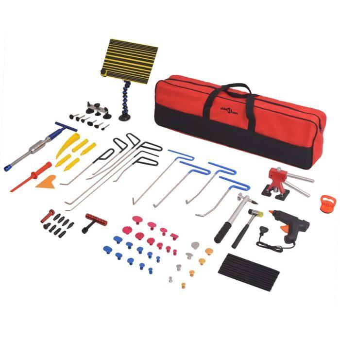 VidaXL Kit de Débosselage sans Peinture 80 pcs Inox Outils de Garage Atelier 210402