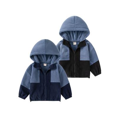 Fall Fleece Hooded Jacket Color Matching Baby Boy's Clothing