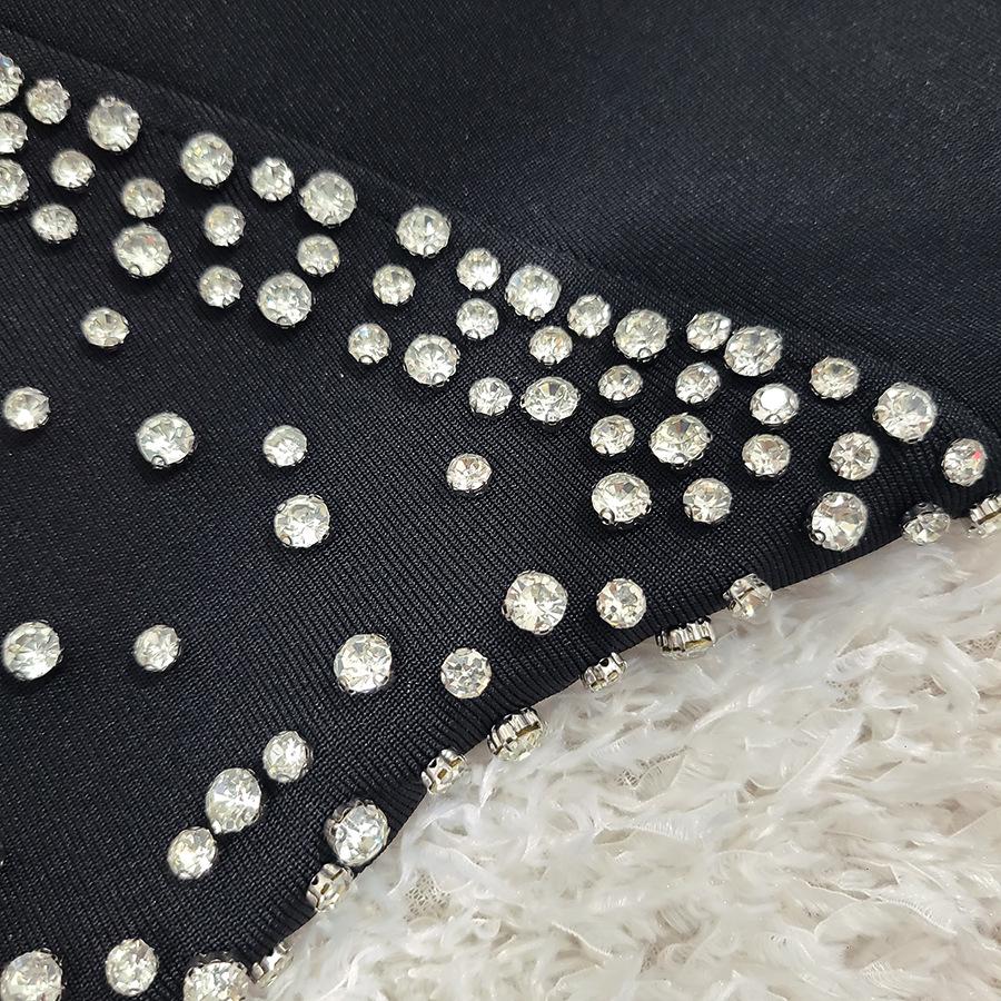 Rhinestone Evening Fishtail Dress with Waist-Cinching Bandage Design