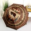 0106 Vintage Native American Style Animals  pattern, automatic folding umbrella, portable and foldable design, 8 ribs, a Christmas or birthday gift.