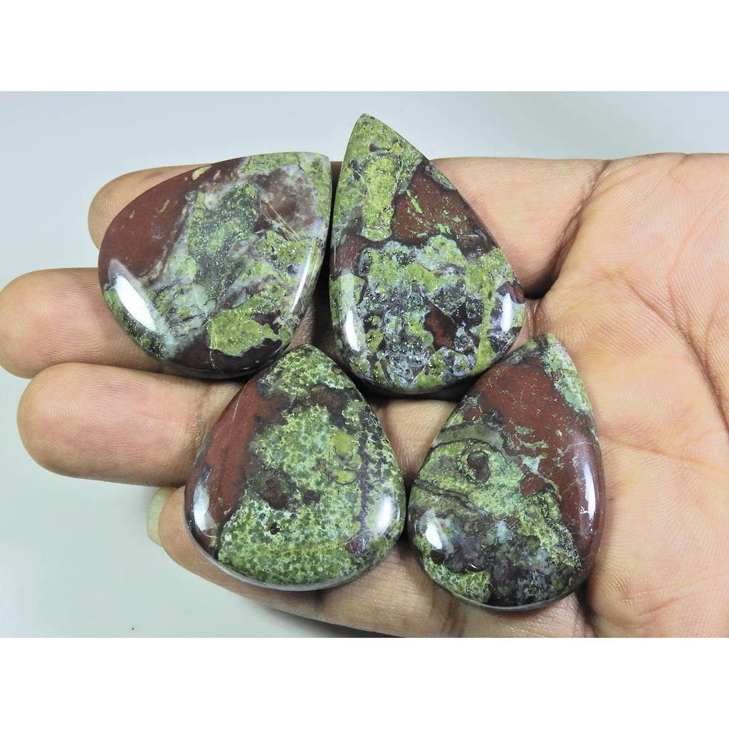 235Cts. Natural Drangon Jasper Pear Cabochon Loose Gemstone 04 Pcs Lot A-564