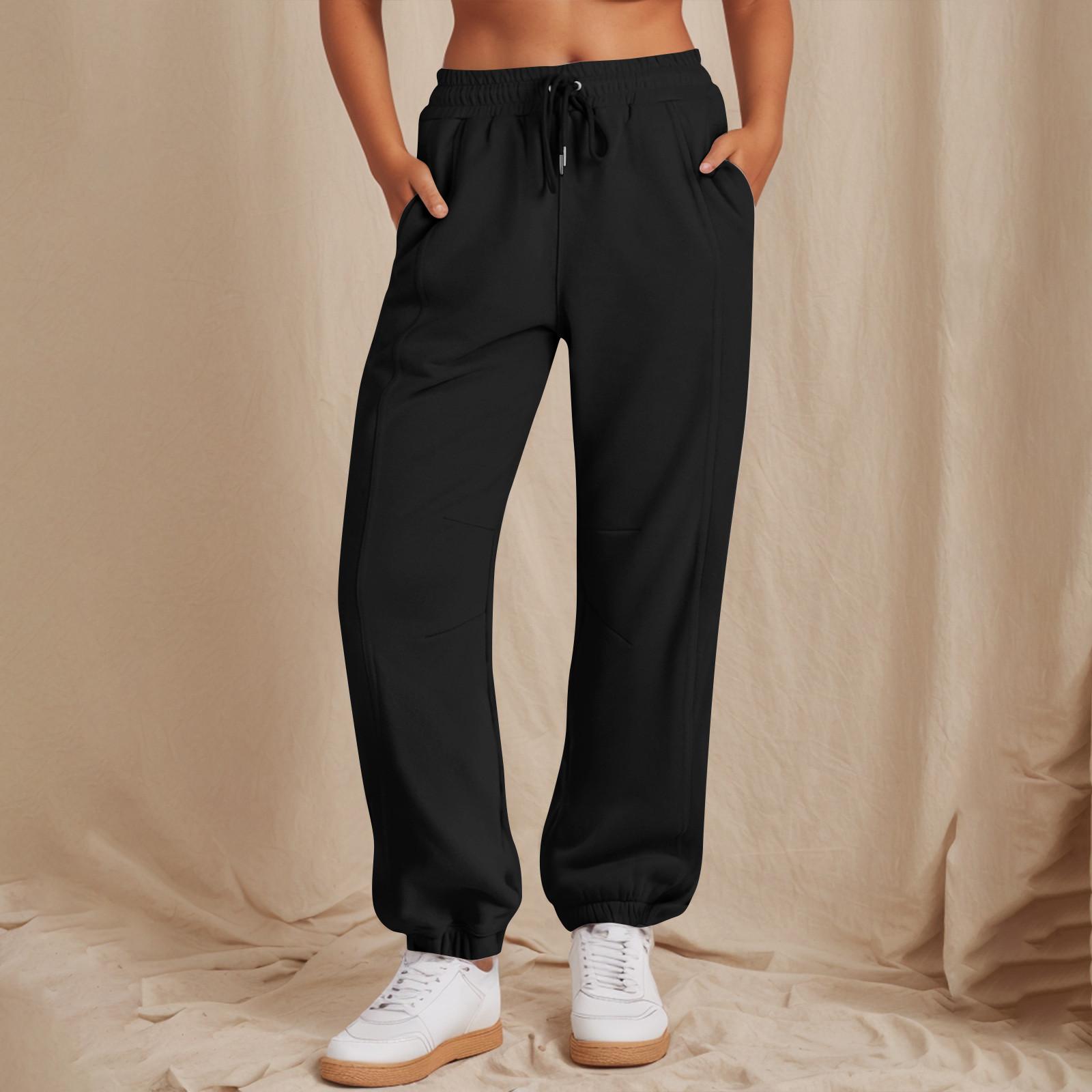 

Женские модные повседневные однотонные спортивные штаны с завязками XXL чёрный