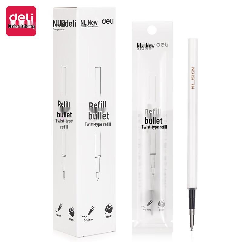 Deli Retractable Gel Pen Refill 0.5mm Black (12-Pack)