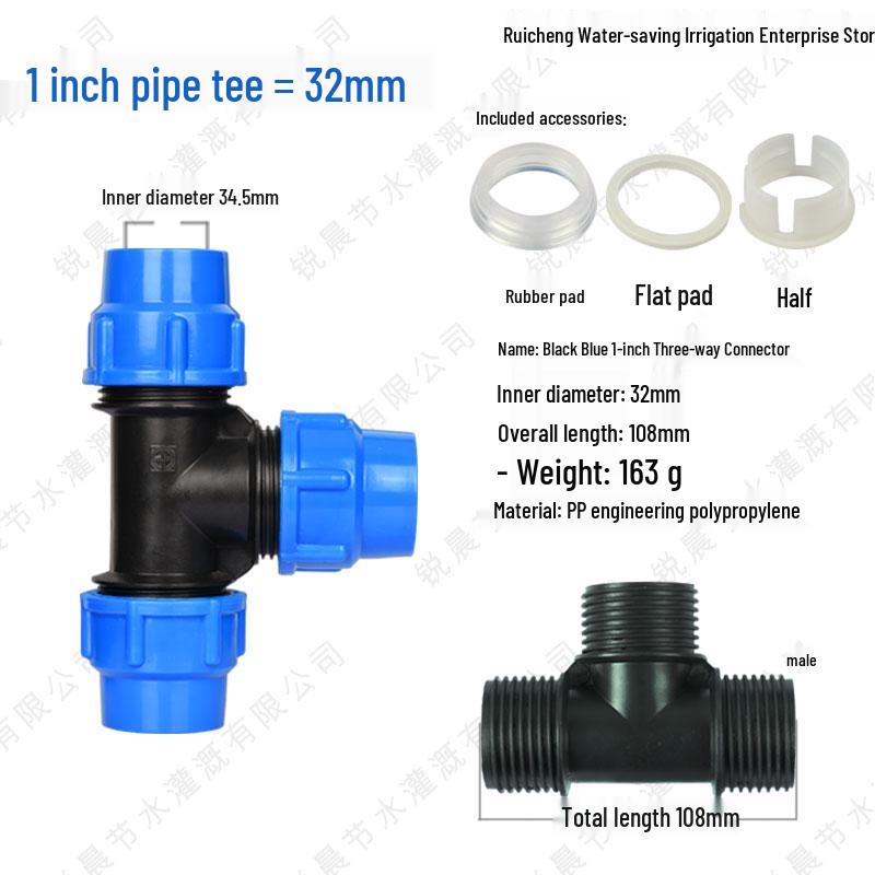 PE Pipe Quick Connect Three-Way Valve with Direct Elbow and Male/Female Threads