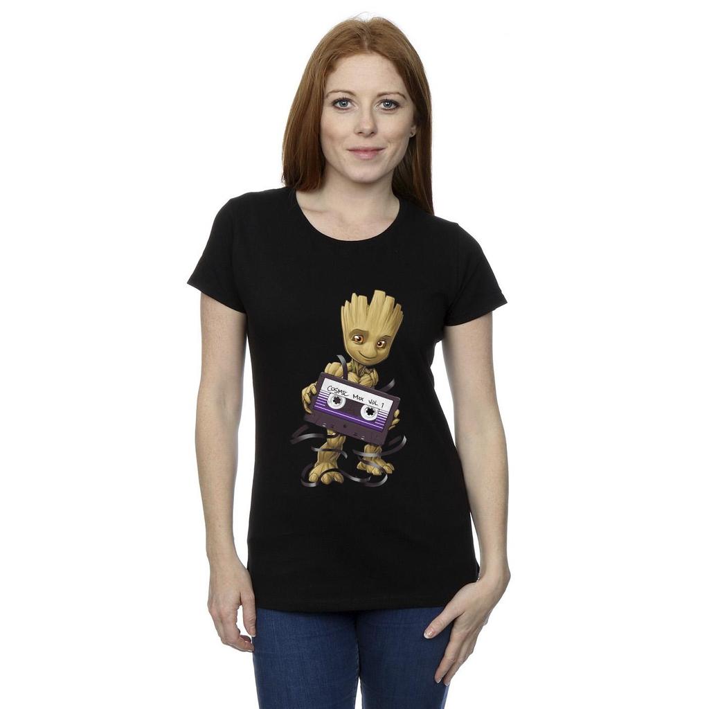Marvel Womens/Ladies Guardians Of The Galaxy Groot Cosmic Tape Cotton T-Shirt