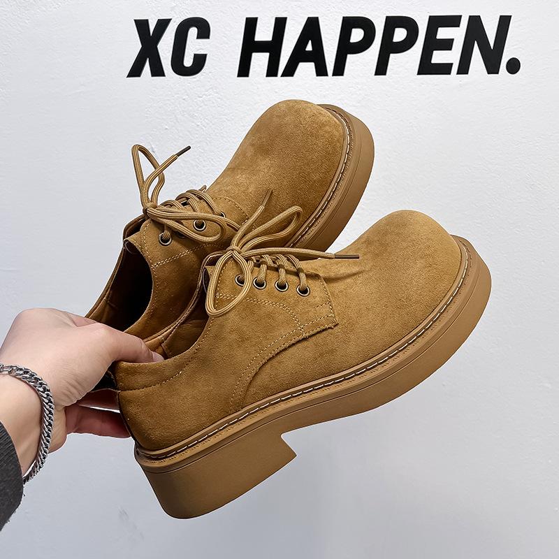 Derbyschuhe, die gleichen für Männer und Frauen, erhöhte Plateausohle, lässiger Utility-Look, Lederschuhe, Pendler-Retro im britischen Stil 25611-A