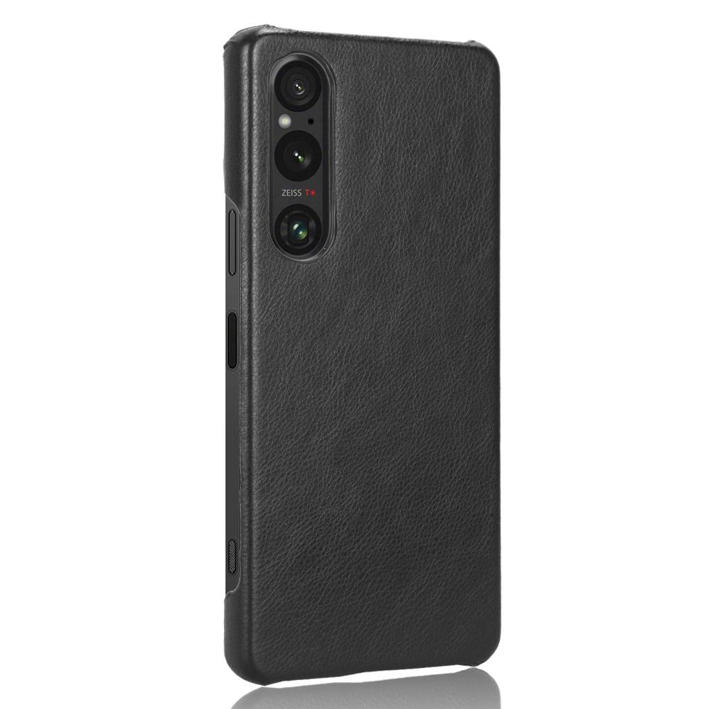 

For Sony Xperia 1 V PU Leather+Hard PC Shell Litchi Texture Ultra Thin Protective Phone Case Black