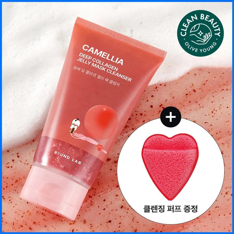 

ROUND LAB Camellia Deep Collagen Jelly Mask Cleanser 150ml Set (+Cleansing Puff) +Cleansing Puff