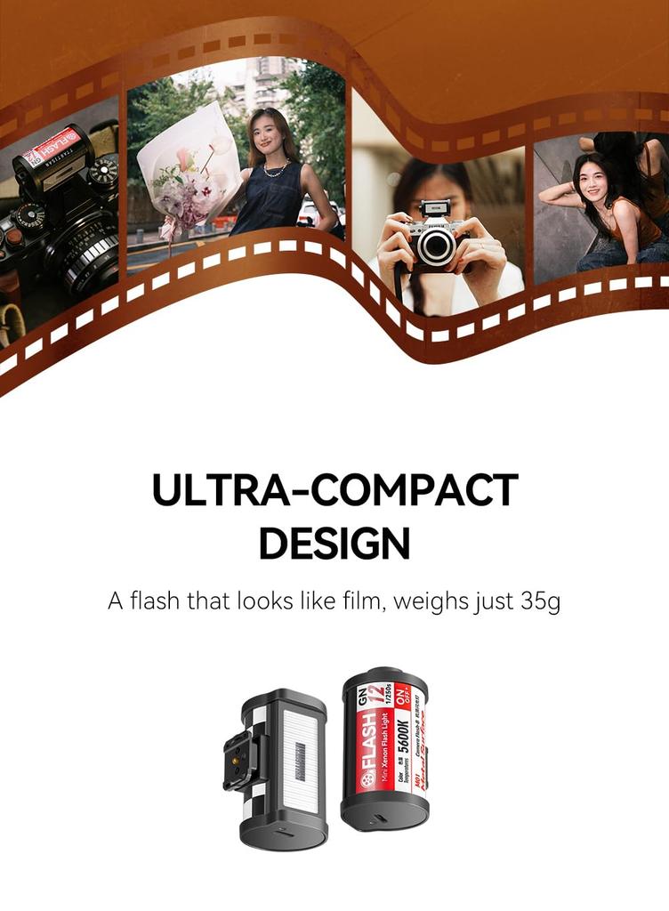 TTArtisan Mini Flash Camera Flash Speedlite Flash Strobe with Hot Shoe 5600K Color 4 Power GN12 Compact for Mirrorless Meisho Optical (TT-M01B) (with