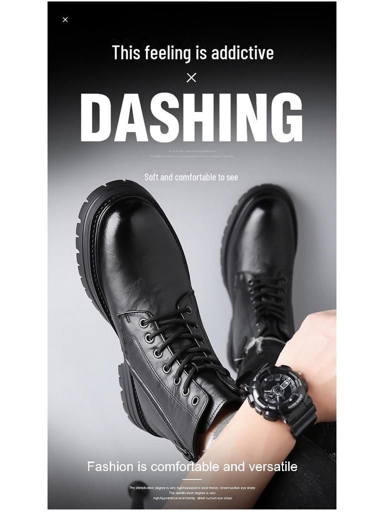 2023 Autumn/Winter Men's High-Top Cotton Martin Boots with Velvet Lining and Thick Soles