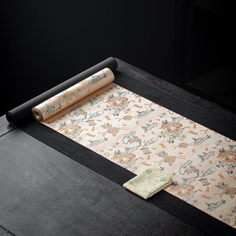 

Chinese Fairy Dragon Brocade Dry Brewing Tea Mat Zen Waterproof One Person Tea Table Flag Insulated Tea Tray Mat Accessories Width 28cm&2 metre