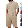 Men's Summer New Casual Loose Lapel Jacquard Men's Short-sleeved Olo Shirt Set