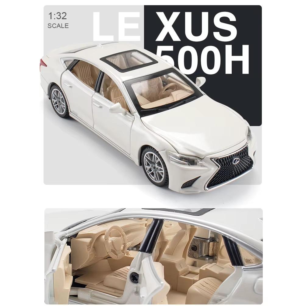 1/32 Lexus LS500H Spielzeugauto für Kinder, Druckguss-Miniaturmodell, Türen zum Öffnen, Sound und Licht, Sammlung, Geschenk für Jungen