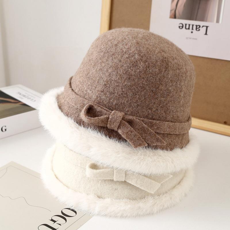 Fashion Plush Hat Women's Autumn and Winter Rough Edge Bucket Hat Thickened Warm Ear Protector Basin Hat Bucket Hat