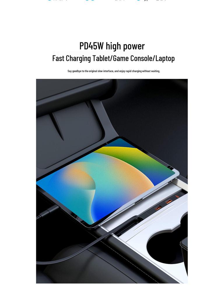 Tesla Model 3/Y Sliding Cover Dustproof Expansion Dock with 45W PD Fast Charging