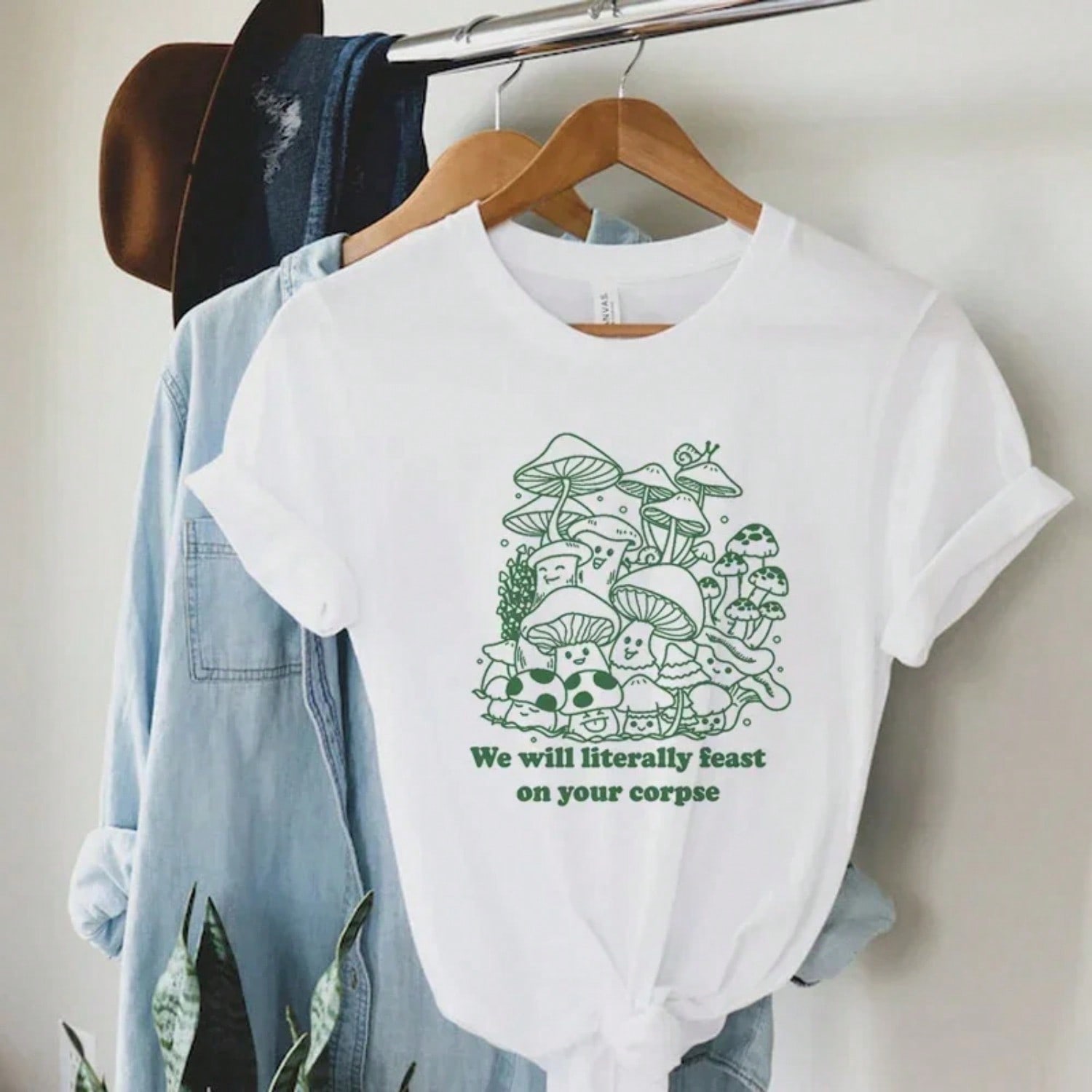 Funny Mushroom T-Shirts Short Sleeve Hippie Vintage Fungi Lover T Shirt Cute Mycology Graphic Tees Wounisex Cottagecore Clothes S