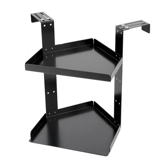 

Cubicle Corner Shelf Organizer Stand with Hooks Adjustable Height 2-Layer Metal Shelf Office Corner Bookshelf S