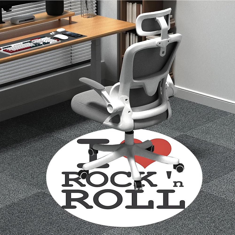 

1pc I Love Rock n Roll Chair Carpet for Office, Indoor Non-Slip Polyester Fiber Carpet, Machine Washable, Durable Construction yy251205101 80cm by 80cm