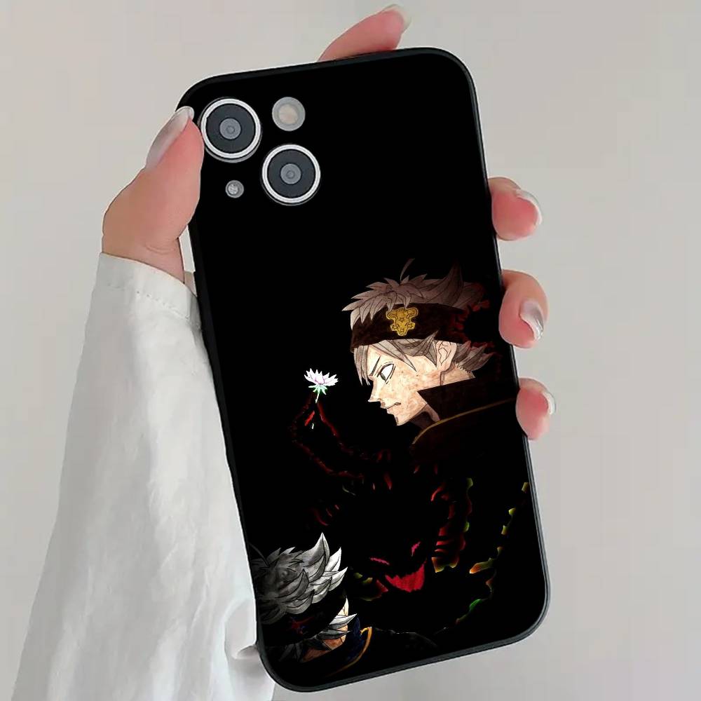 Anime B-Black Clover Phone Case Cool Black Silicone Soft For IPhone 16 15 14 13 12 11 X XR Plus Pro Max Plus