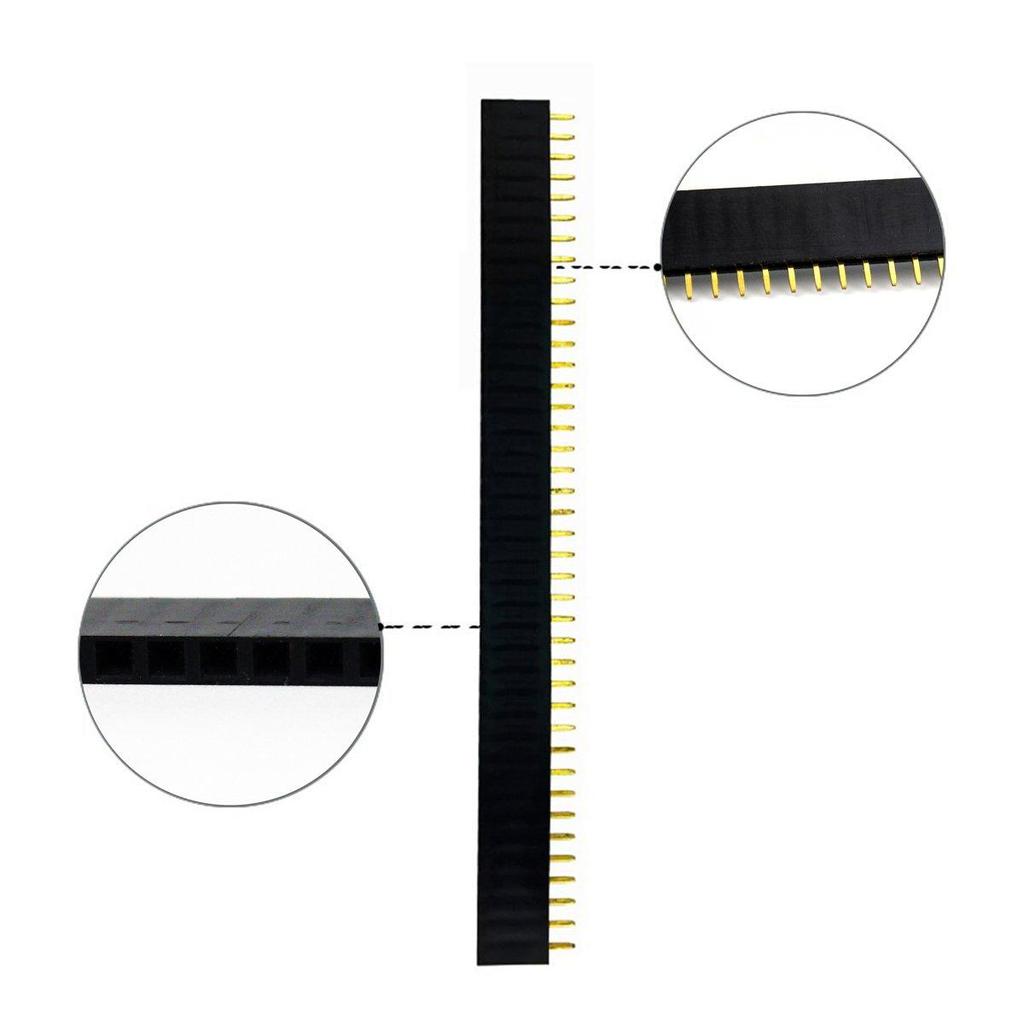 40 Pin 1x40 Single Row Male and Female 2.54 Breakable Pin Header PCB JST Connector Strip for Arduino Black