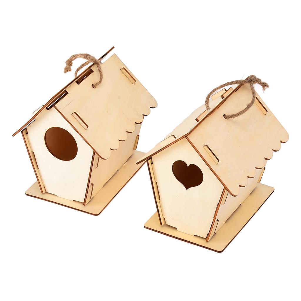 Bird House DIY Wooden Manual Graffiti Outdoor Hanging Bird House Bird Cage Crafts
