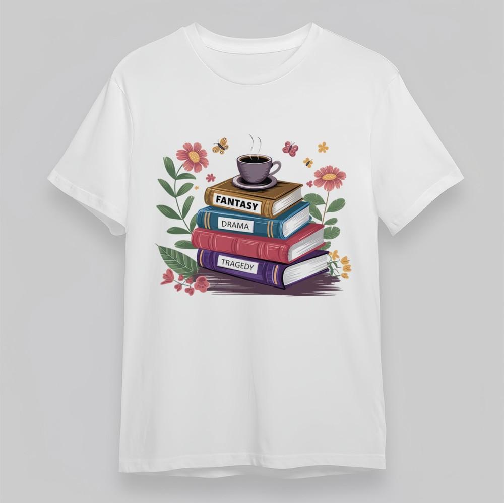 Women's Plus Size Classic T-Shirt Fantasy Drama Tragedy Books Cup Design Tee