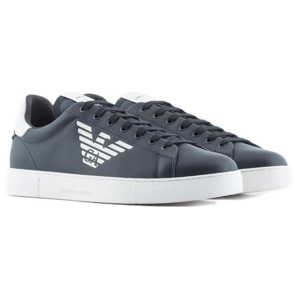 Emporio Armani Leather Low-Top Lace-Up Fashion Sneakers Men sneakers Blue X4X554XF66300120