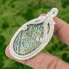 Sterling Silver Oval Green Swiss Opal Gemstone Bezel Wife Wire Wrapped Pendant