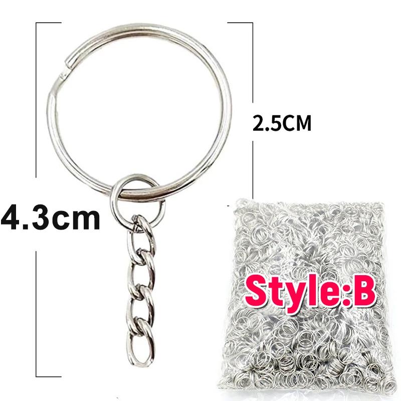 Silver Plated Metal Blank Keyring Keychain Split Ring Keyfob Key Holder Rings Women Men Diy Key Chains Key Ring Accessories