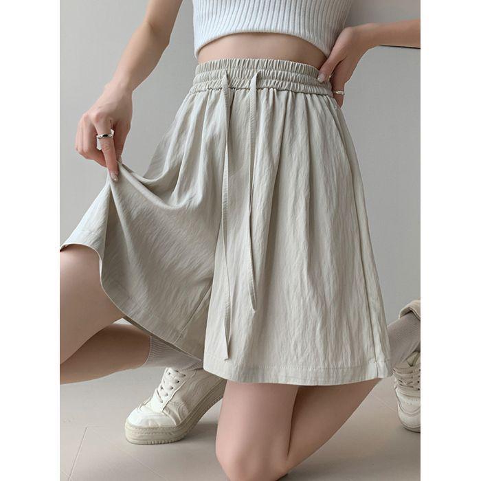 

Женские шорты с высокой талией, быстросохнущие, из ледяного шелка - Свободные, Прохладные, Широкие, Летние брюки больших размеров 4XL грязно-белый