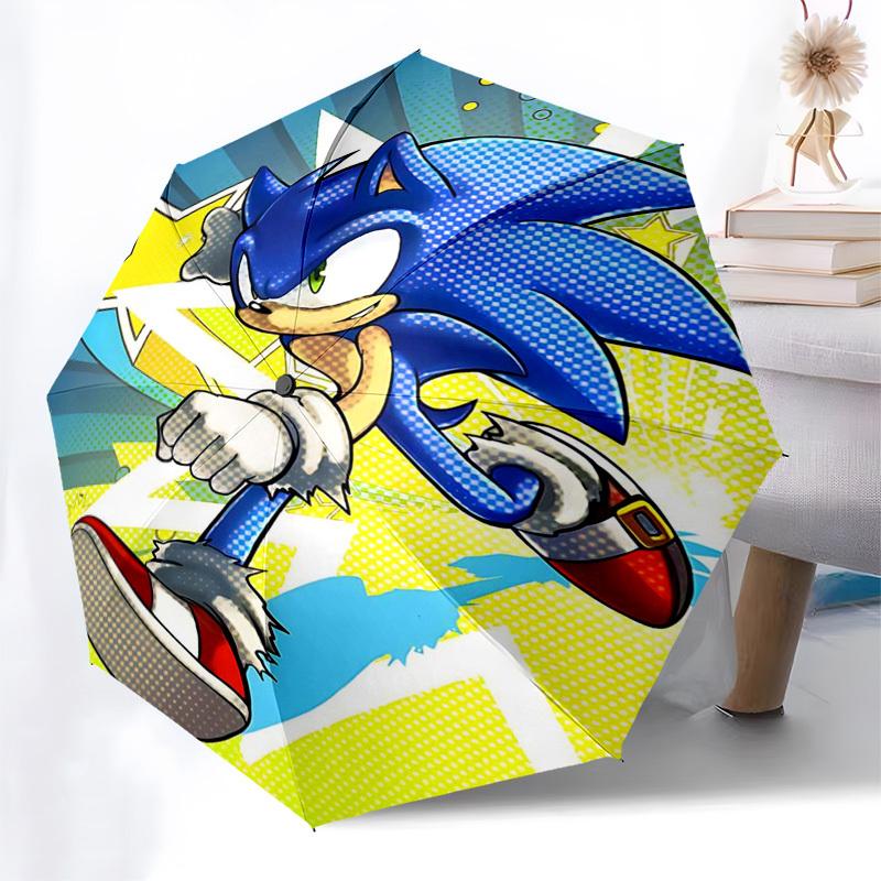 

1pc Sonic the Hedgehog Automatic Opening Folding Umbrella with 8-Bone Iron Frame - Portable Design for Outdoor Use, Perfect Gift for Fans, Travelers,