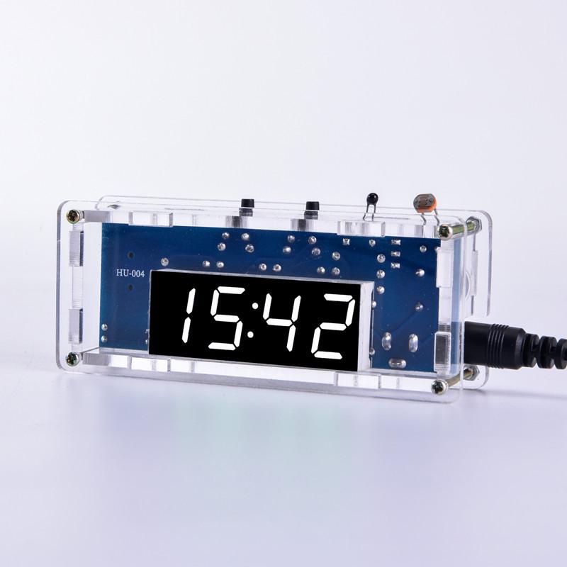 DIY LED Clock Kit: 51 Microcontroller, Light-Controlled, Temperature Display